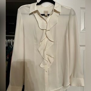 Chico's Cream Ruffle Front Blouse